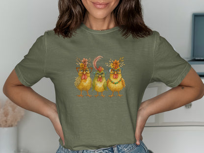 Three Funky Chickens Graphic Print Shirt product