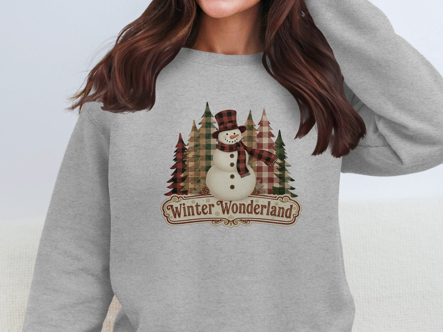 Winter Wonderland Snowman Plaid Sweatshirt Product