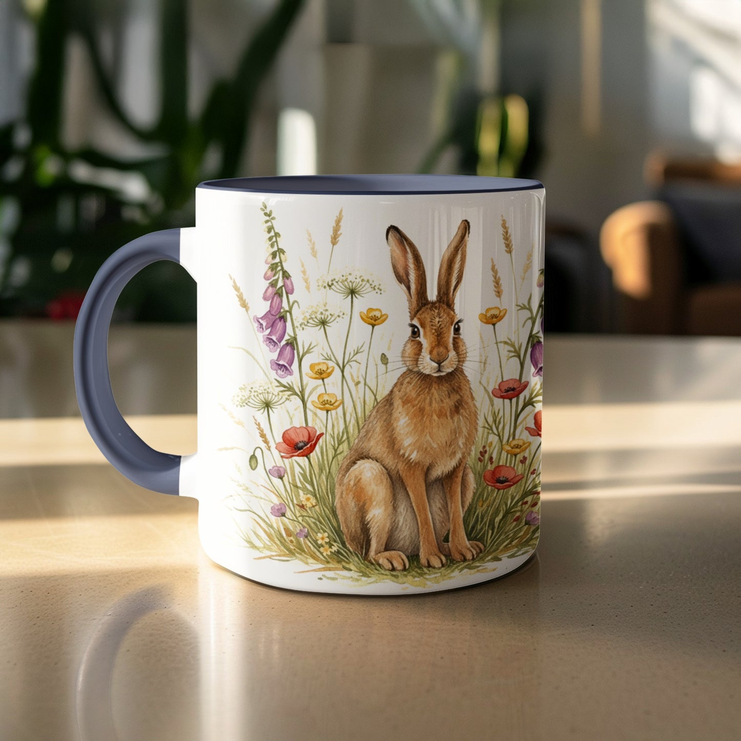 Rabbit and Wildflowers Garden Mug