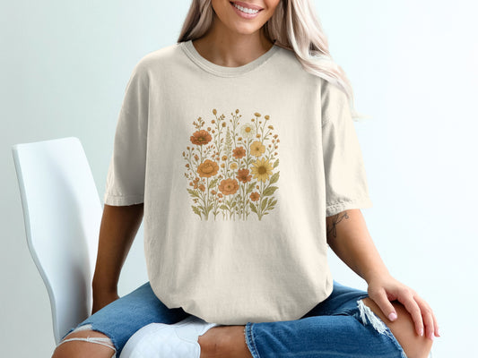 Floral Botanical Print Casual T-Shirt product type