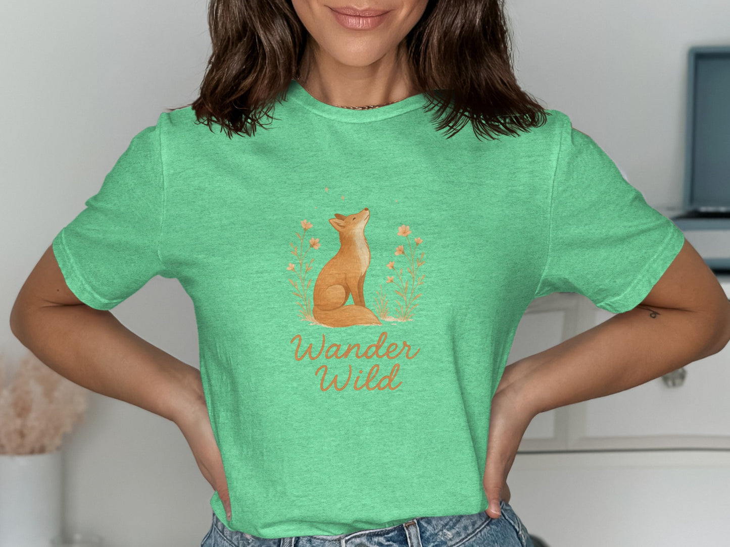 Wander Wild T-shirt with Fox and Flowers Design product type