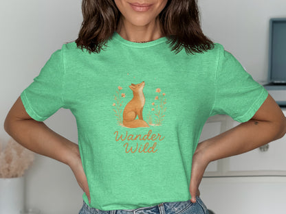 Wander Wild T-shirt with Fox and Flowers Design product type