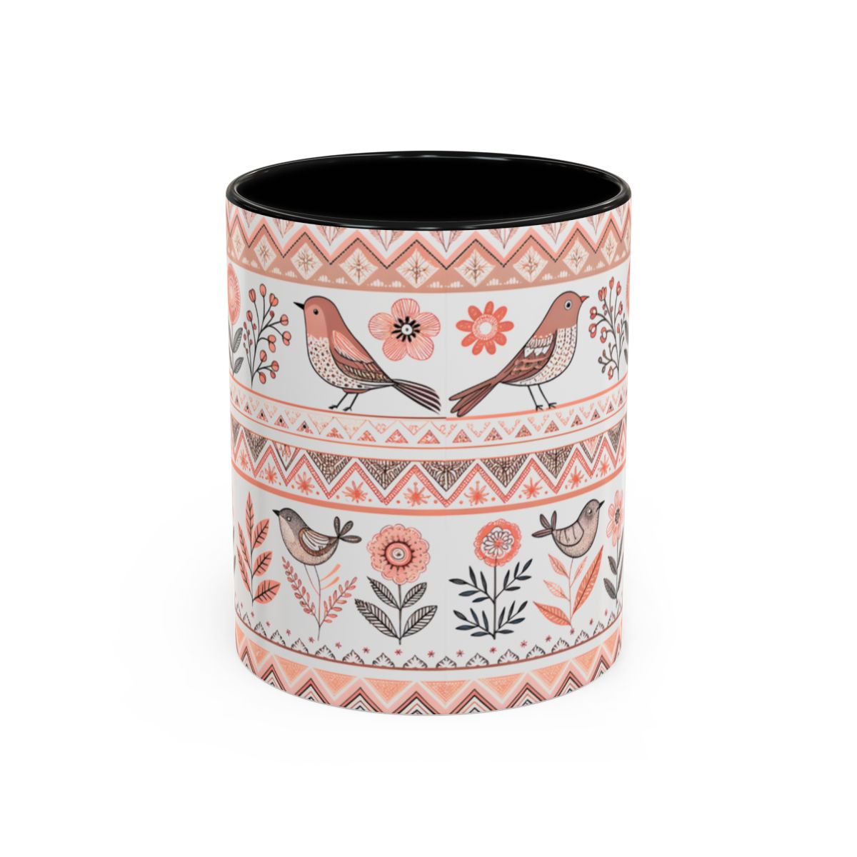 Decorative Floral Birds Pattern Ceramic Mug