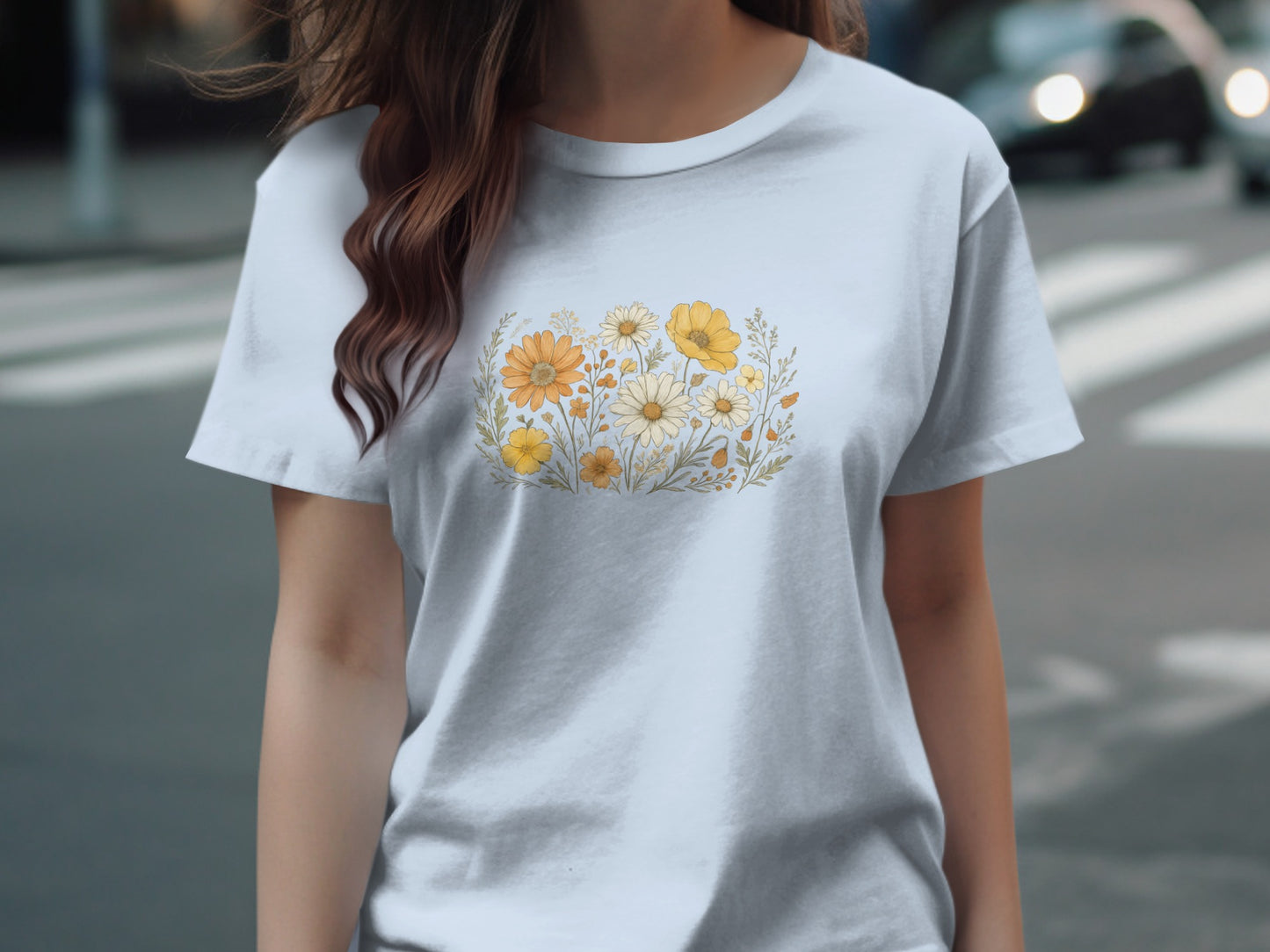 Beautiful Floral Design on White T-Shirt product
