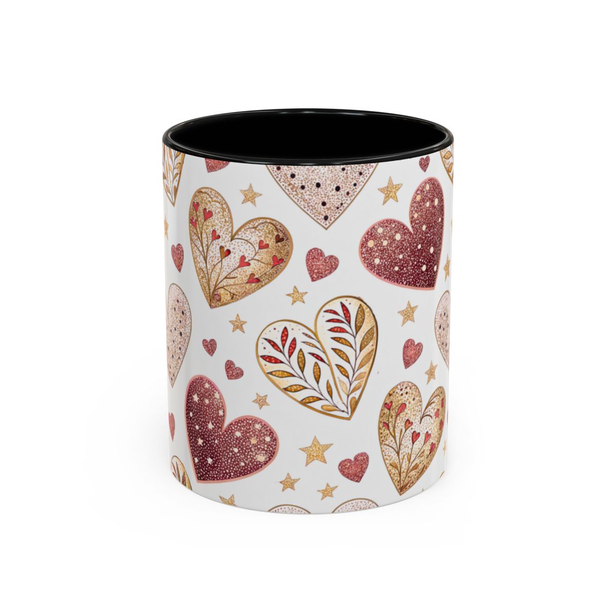 Decorative Hearts and Stars Patterned Mug
