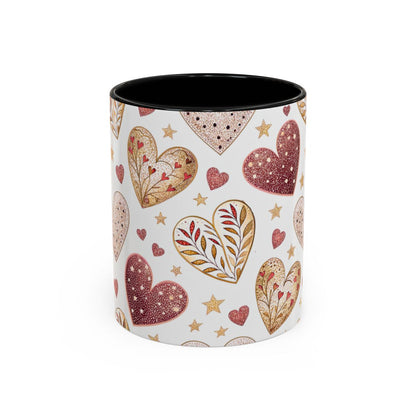 Decorative Hearts and Stars Patterned Mug