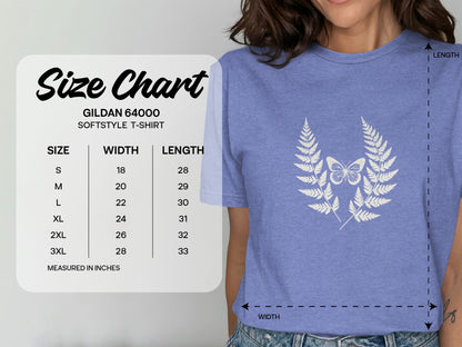 Butterfly and Fern Design Softstyle T-shirt product type