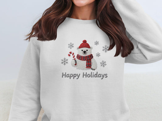 Happy Holidays Festive Polar Bear Sweatshirt