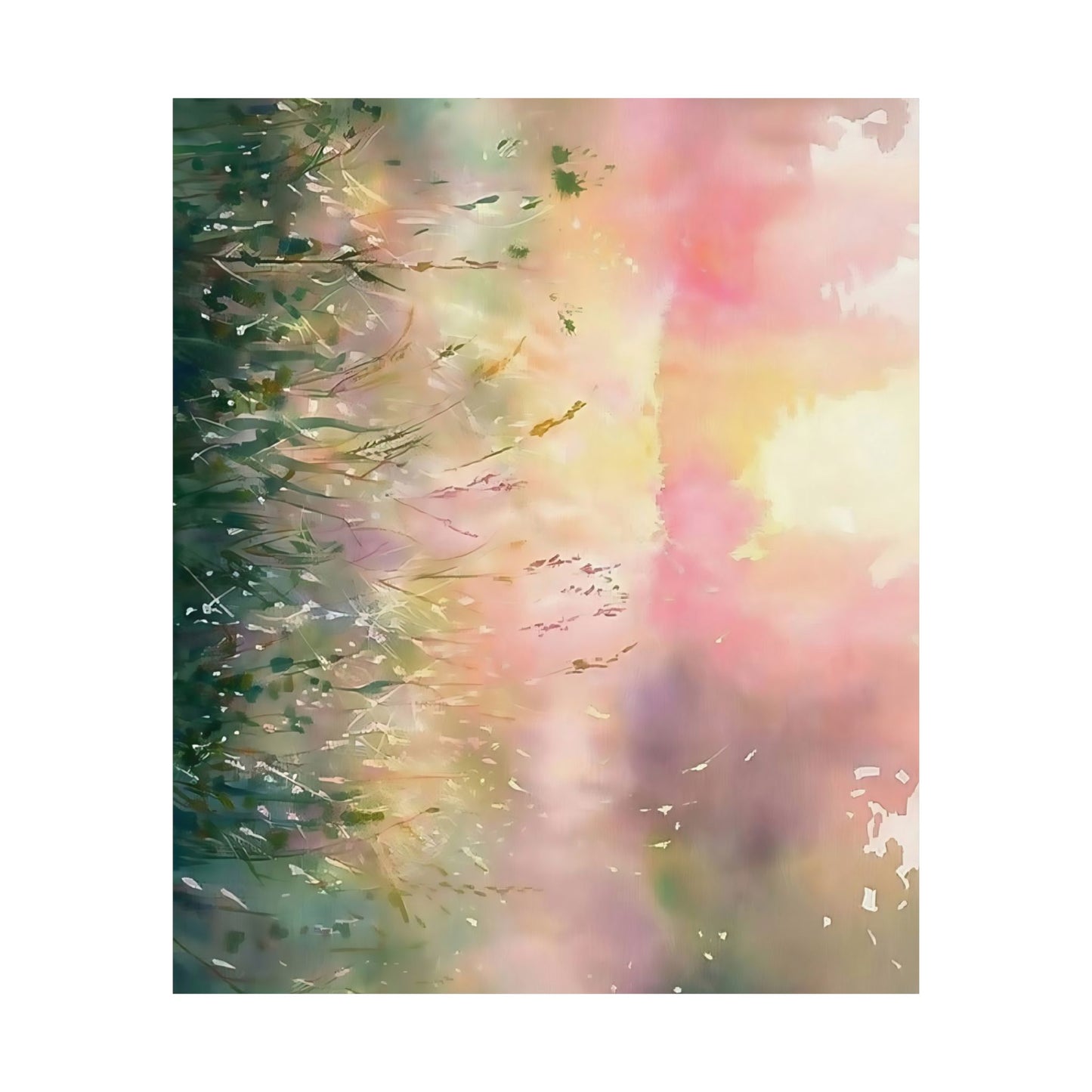 Dreamy Meadow Sunrise Watercolor Poster