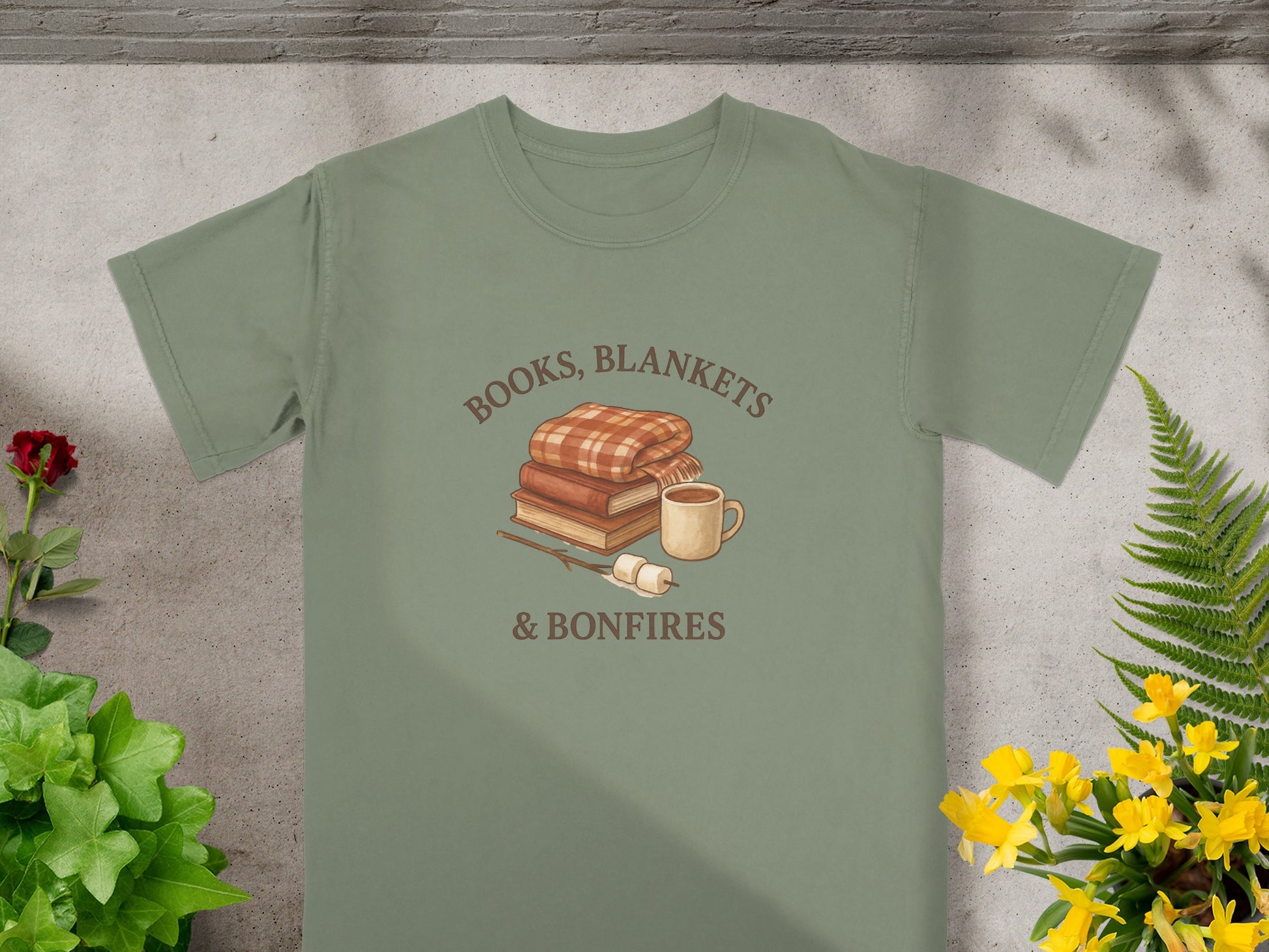 Cozy Books Blankets and Bonfires T-Shirt product type