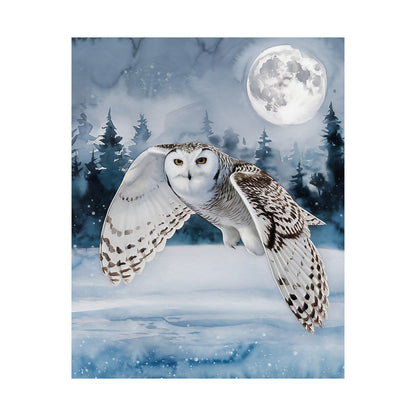 Snow Owl Flying At Night Poster