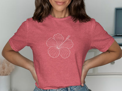Stylish Floral Print Design on Red Casual T-Shirt Product