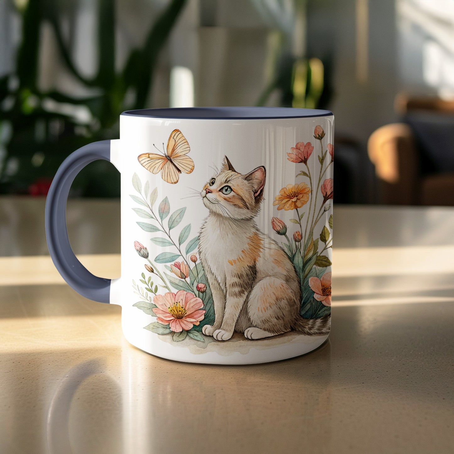 Adorable Cat Butterfly Design Coffee Mug Product