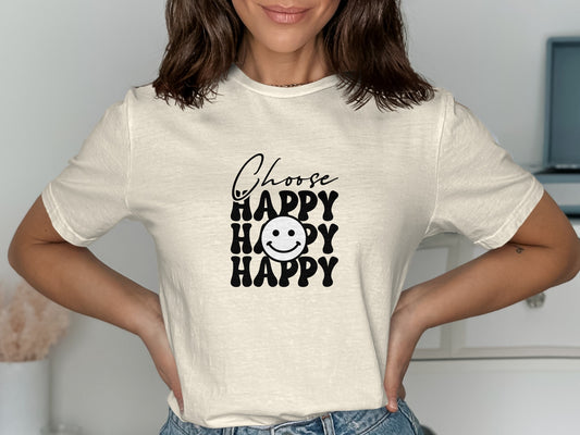 Choose Happy Smiley Face Graphic Tee Shirt product