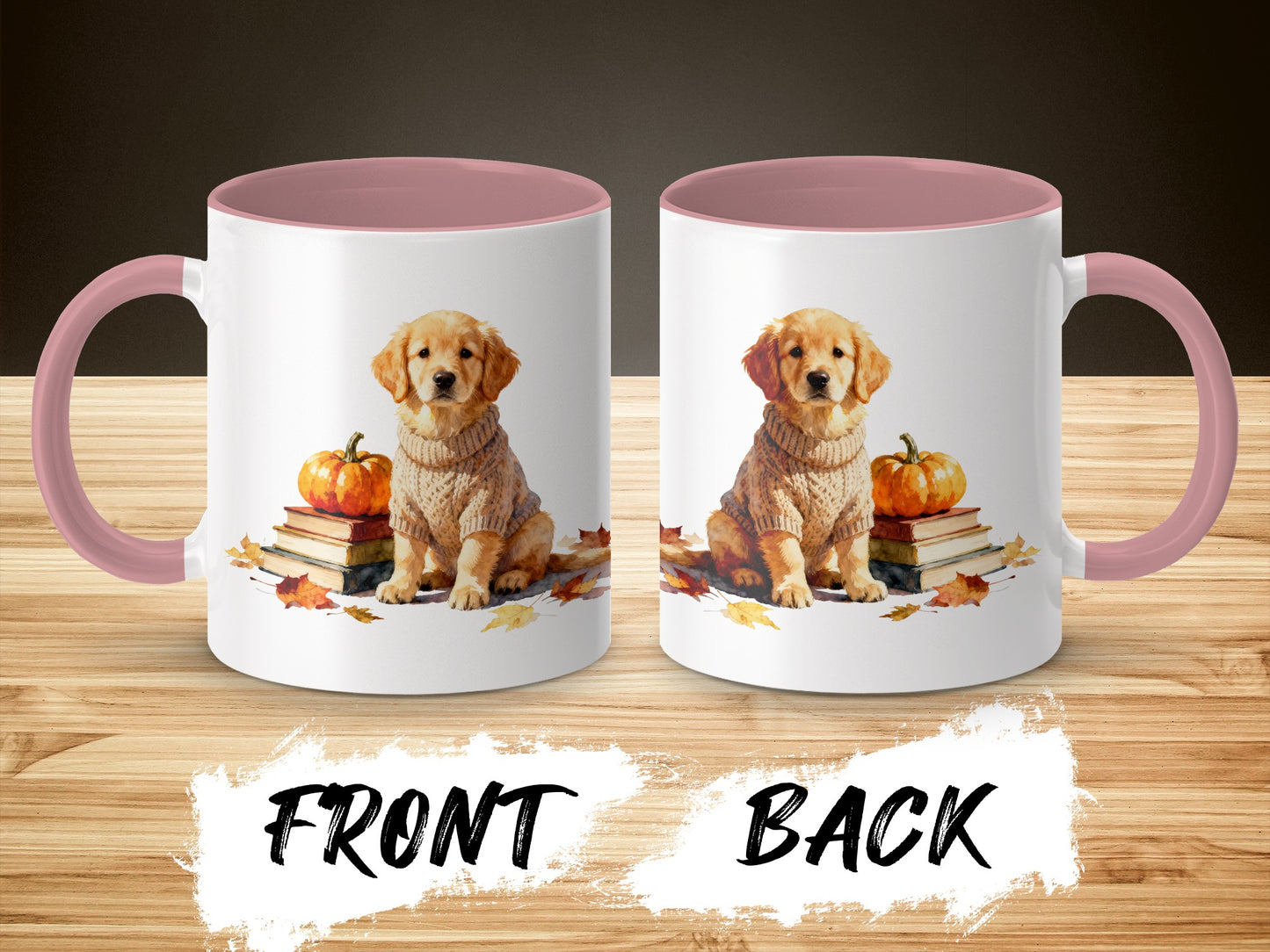 Autumn Golden Retriever Pumpkin And Books Coffee Mug