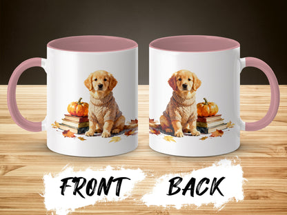 Autumn Golden Retriever Pumpkin And Books Coffee Mug