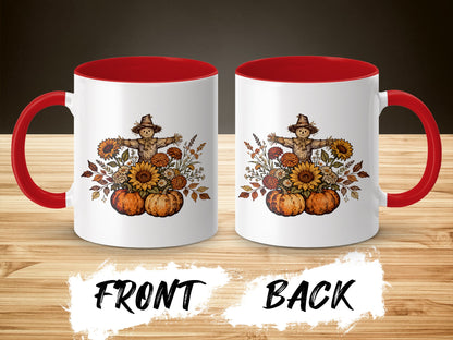 Autumn Harvest Scarecrow and Pumpkins Mug