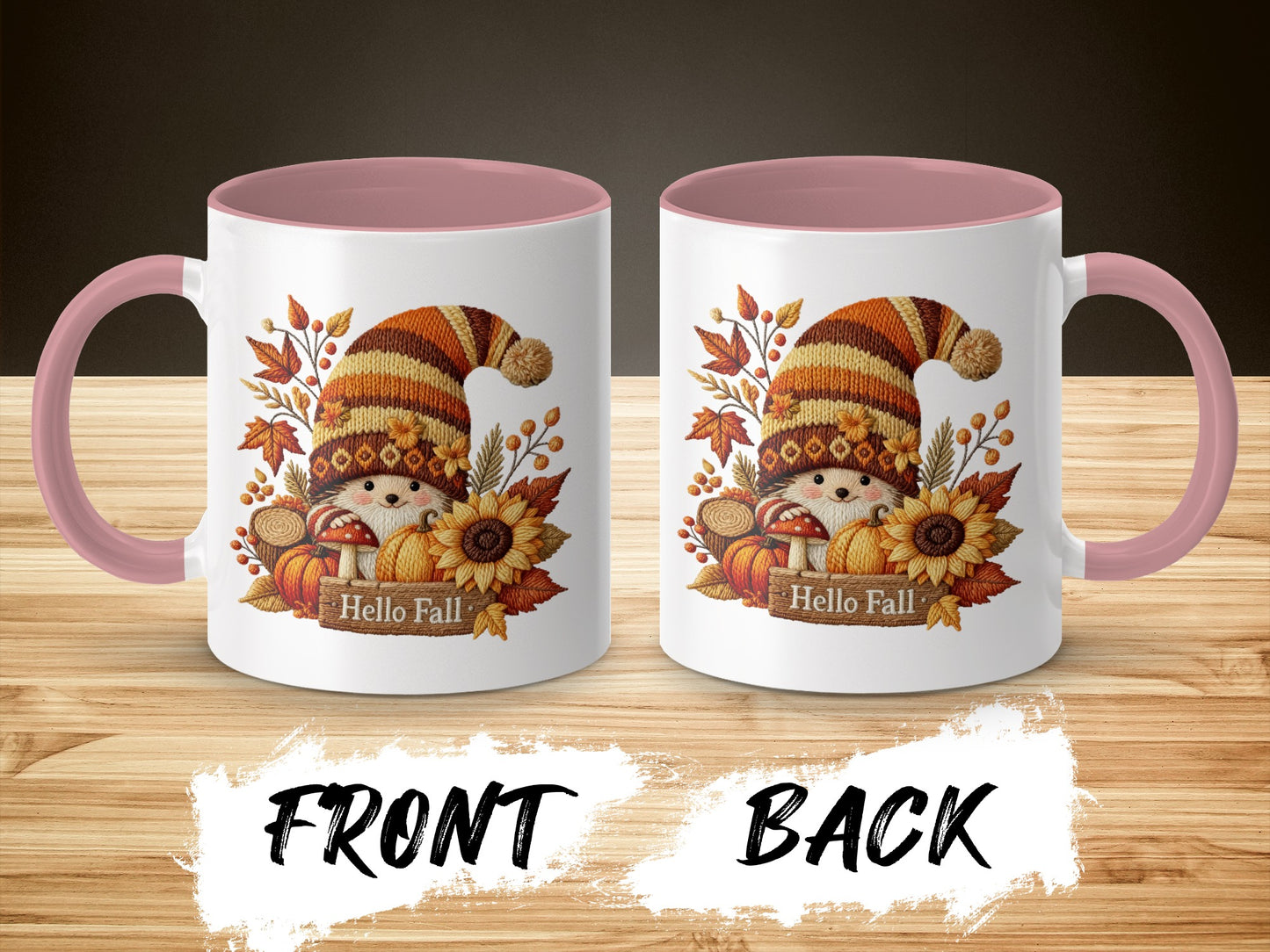 Hello Fall Cute Scarecrow Autumn Leaves Coffee Mug
