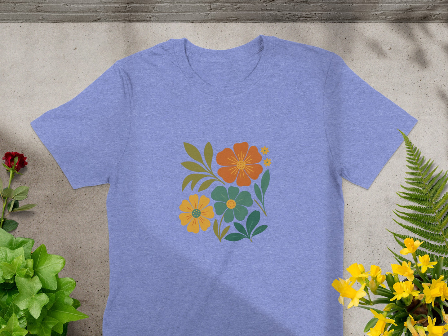 Colorful Floral Design T-Shirt with Nature Theme product type