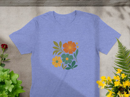 Colorful Floral Design T-Shirt with Nature Theme product type