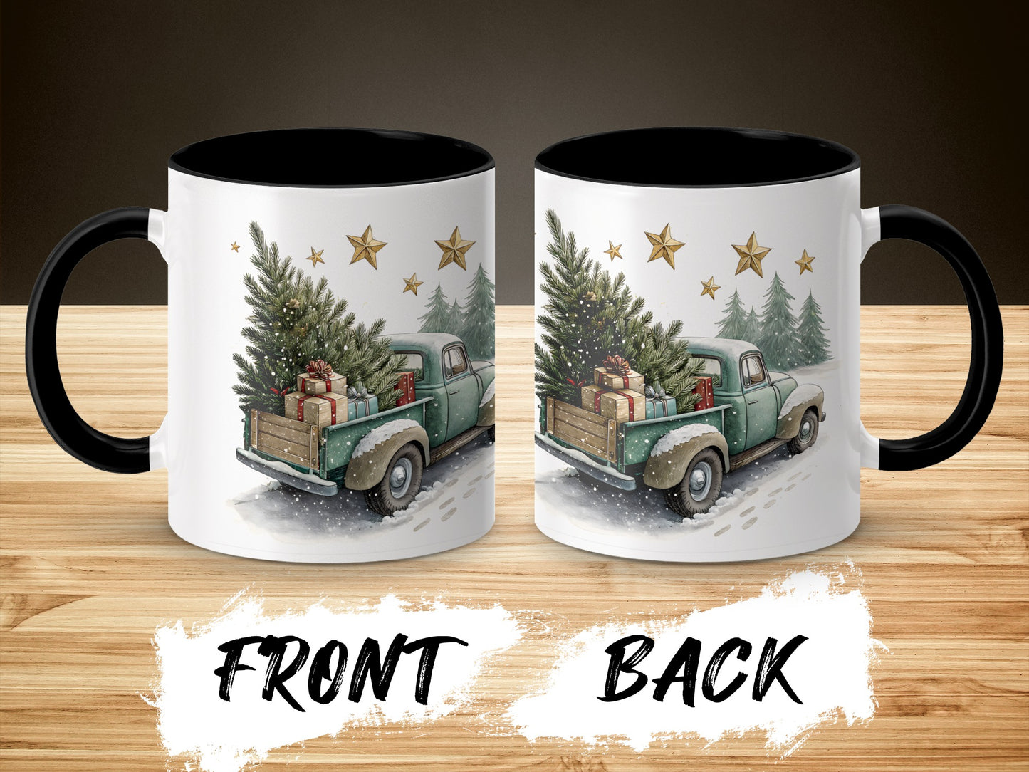 Festive Vintage Truck Christmas Tree Mug Holiday Gift