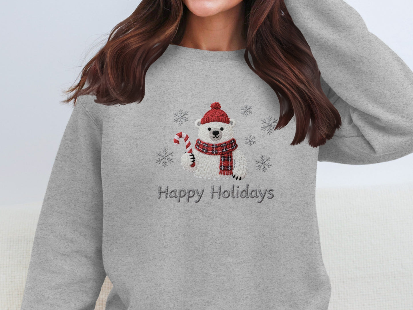 Happy Holidays Snowman Embroidered Sweatshirt