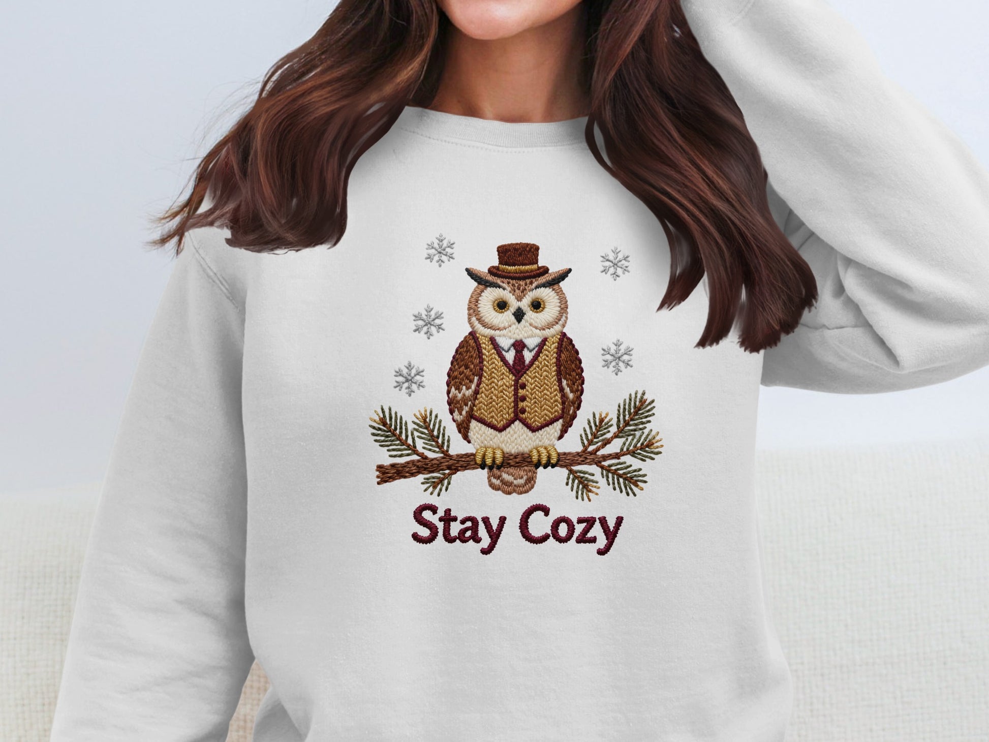 Stay Cozy Owl Graphic Print Sweatshirt product