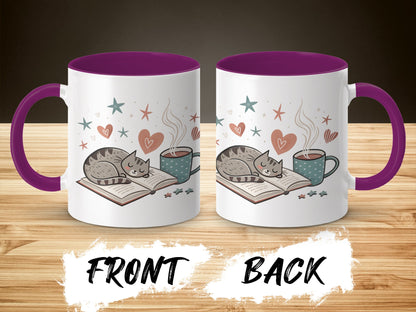 Cozy Cat Coffee and Book Mug Perfect for Book Lovers
