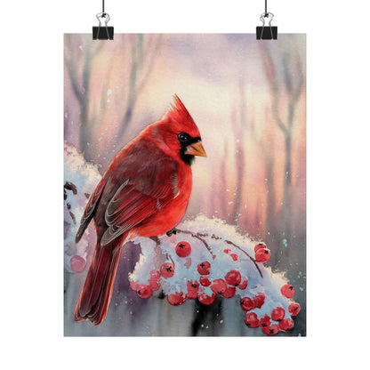Cardinal Winter Scene Poster