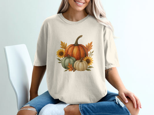 Festive Sunflower and Pumpkin Themed Tee product type