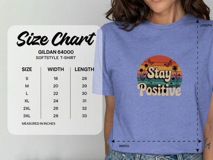 Stay Positive Graphic Tee Size Chart T-Shirt Product