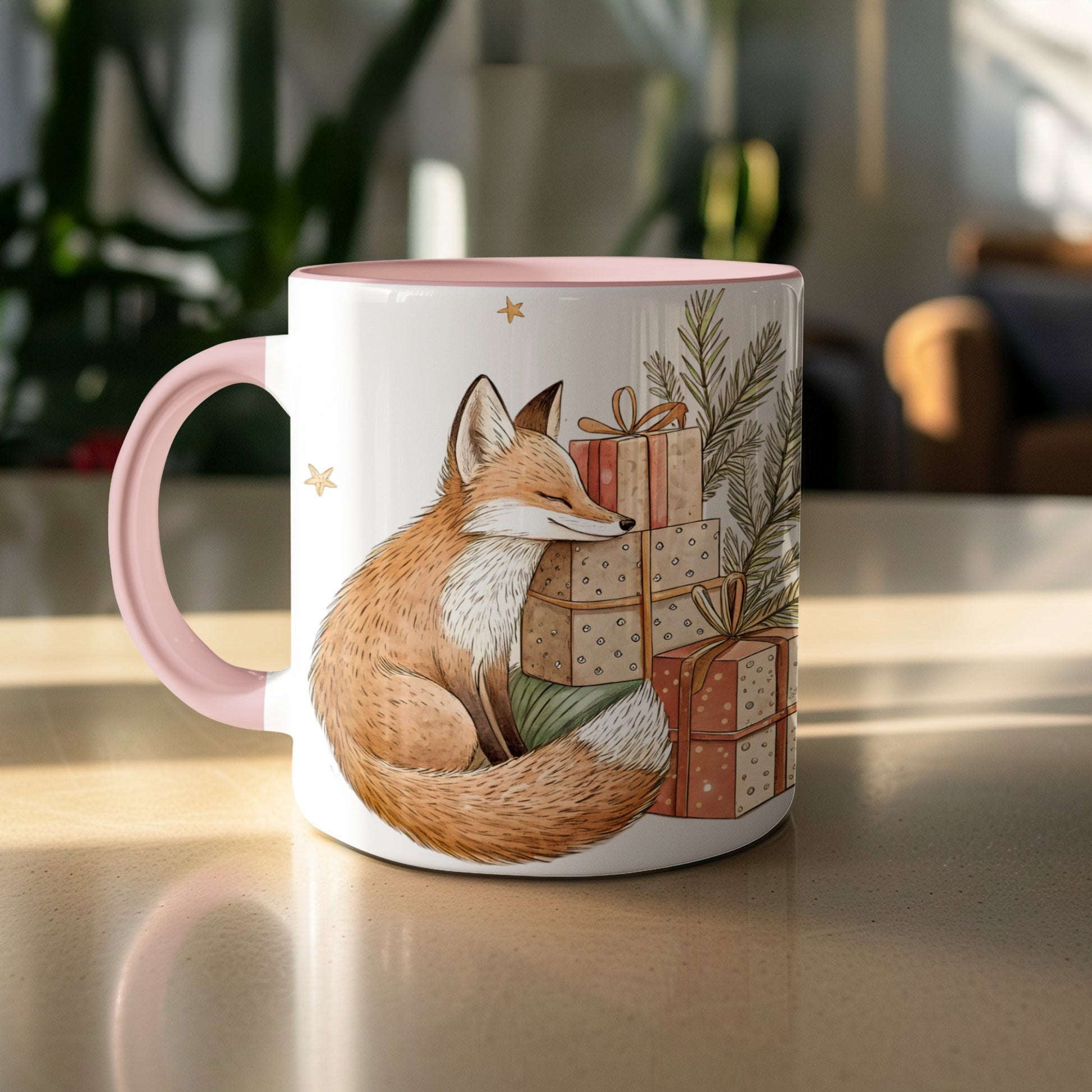 Charming Fox with Gifts Festive Mug Design