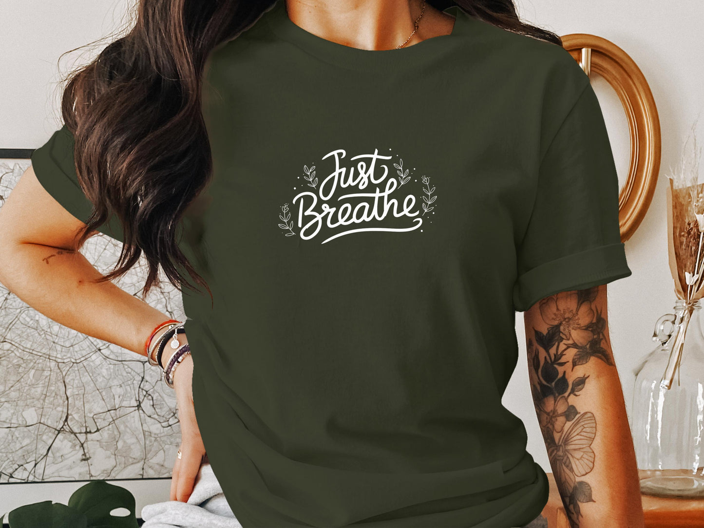 Just Breathe Graphic Tee Shirt Fashionable Product