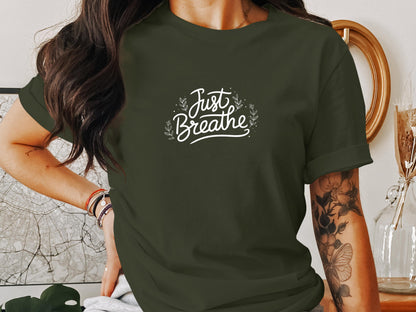 Just Breathe Graphic Tee Shirt Fashionable Product