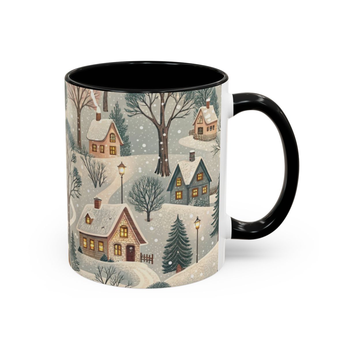 Snowy Village Scenic Winter Design Mug Product
