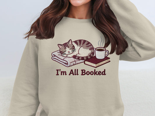 I'm All Booked Cute Cat Cozy Reader Sweatshirt