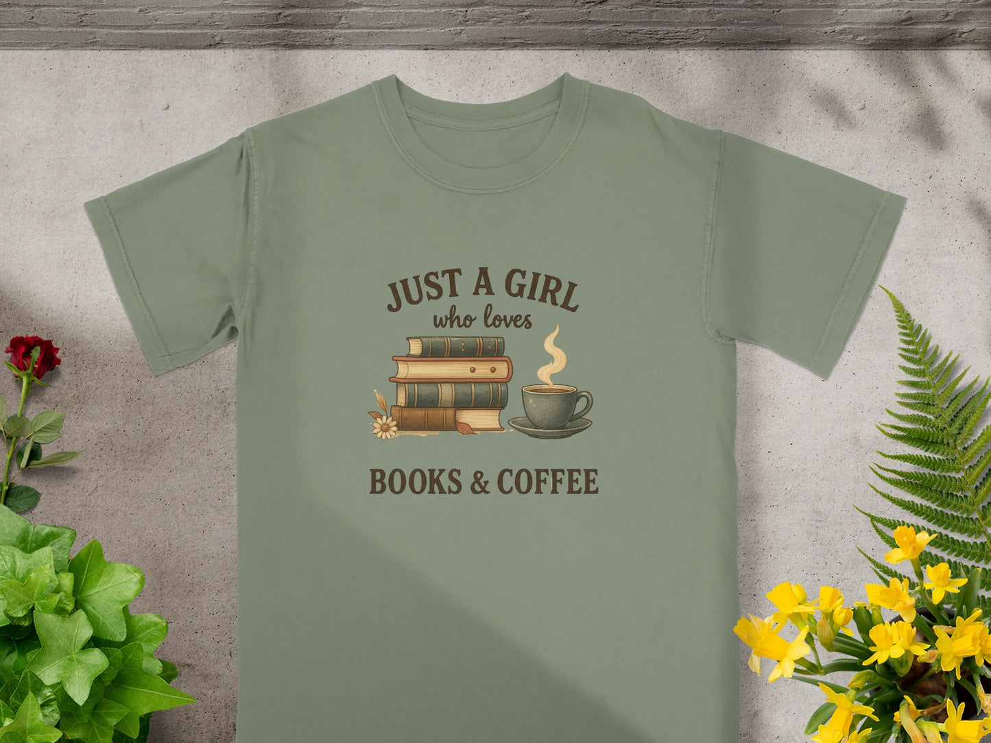 Just A Girl Who Loves Books And Coffee T-Shirt Product