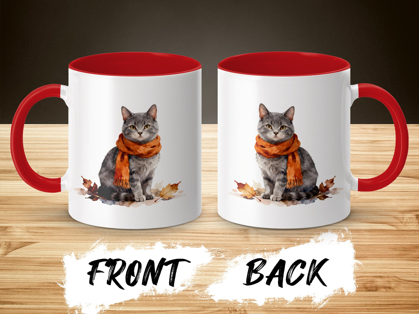 Cute Gray Cat with Orange Scarf Mug product