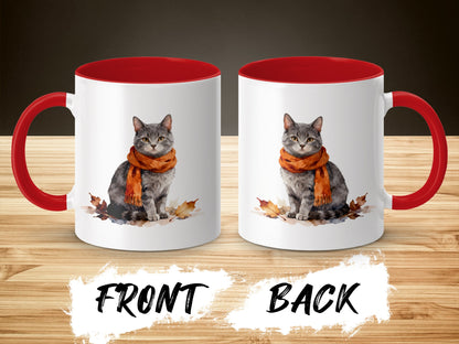 Cute Gray Cat with Orange Scarf Mug product