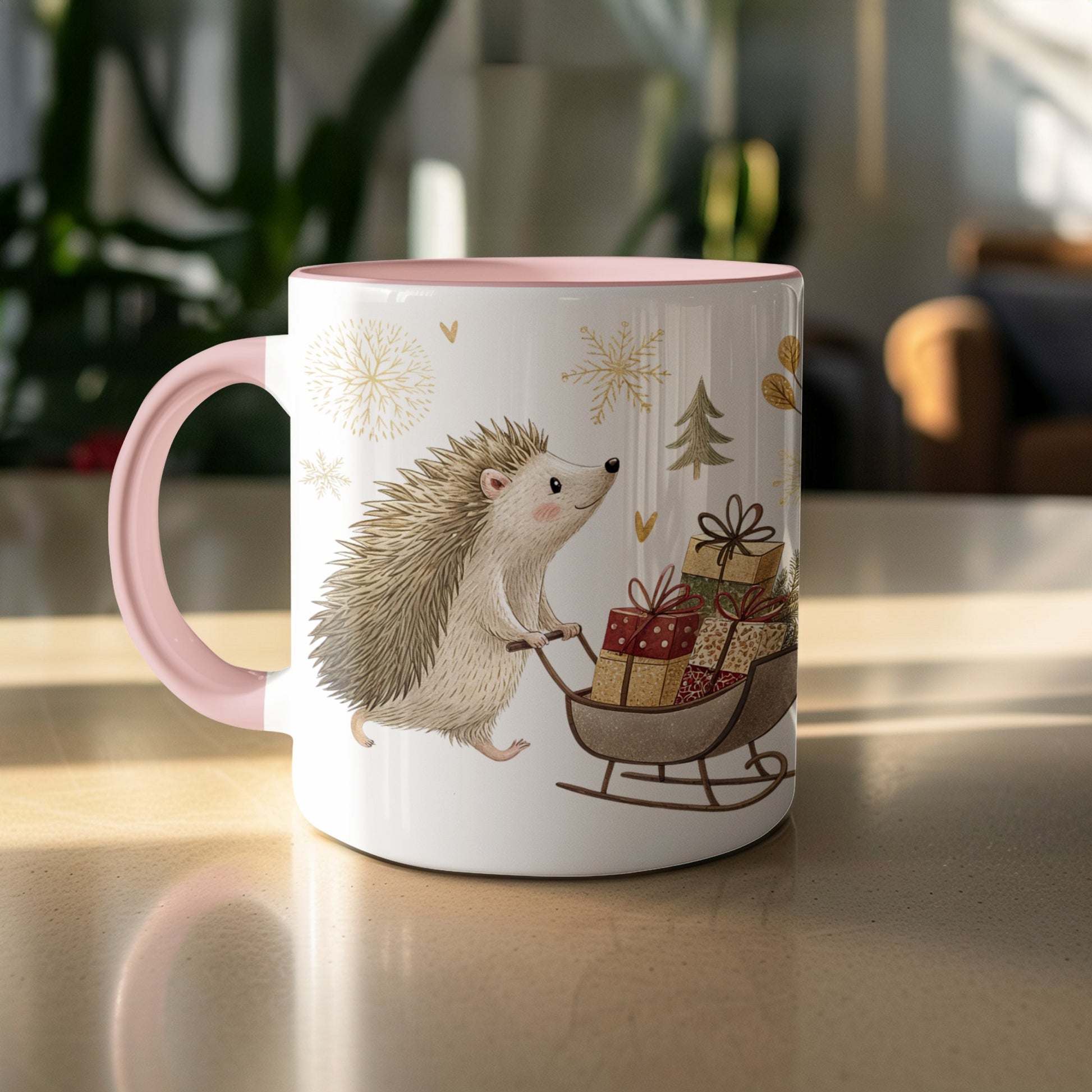 Cute Hedgehog with Christmas Gifts Mug