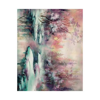 Winter Forest Stream Watercolor Poster
