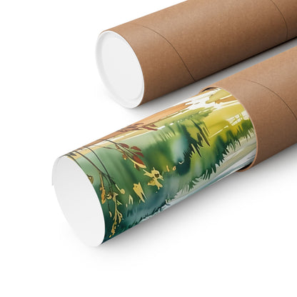 Morning Meadow Sunrise Watercolor Poster