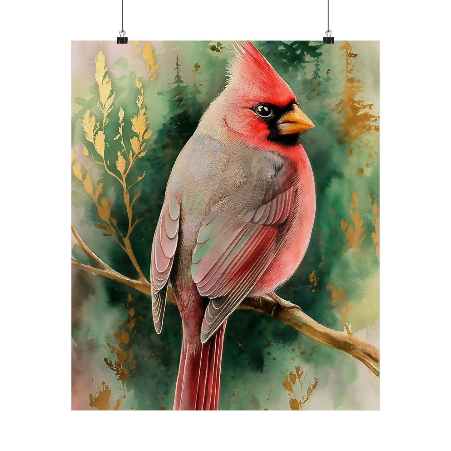 Cardinal With Pines Poster