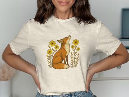 Fox and Flowers Graphic Print T-Shirt product type