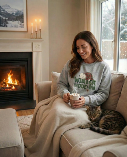 Winter Mode On Polar Bear With Blanket Design Sweatshirt