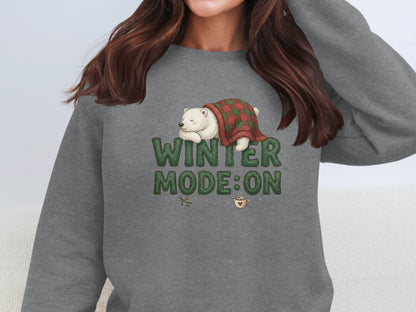 Winter Mode On Cute Bear Graphic Sweatshirt