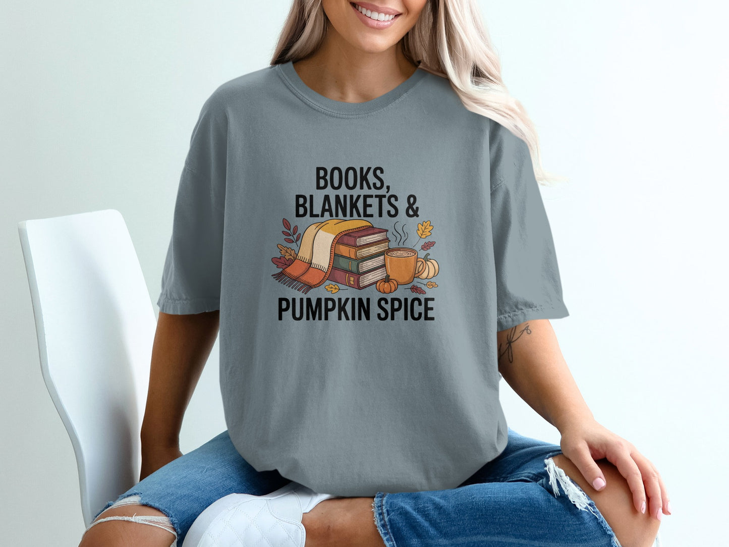 Books Blankets and Pumpkin Spice T-Shirt product type