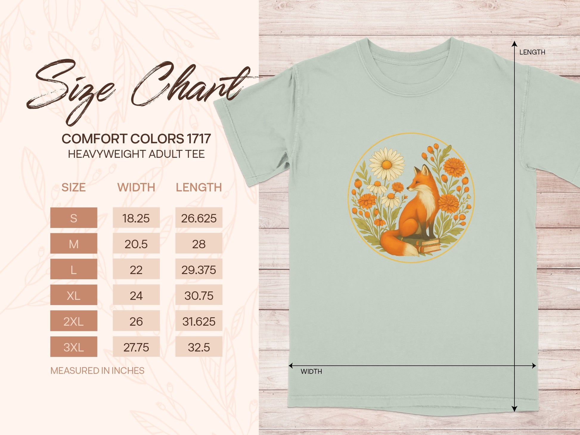 Fox and Floral Graphic Printed Adult Tee product type