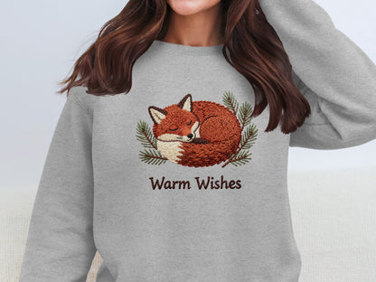 Warm Wishes Fox Embroidered Cozy Apparel