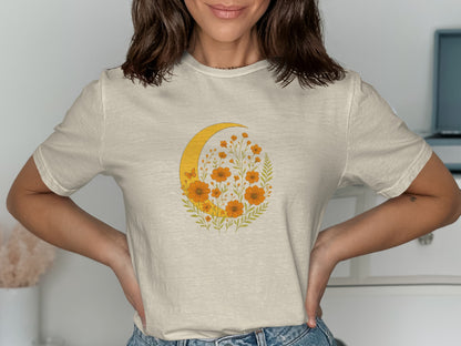 Moon and Floral Graphic Tee Shirt Product